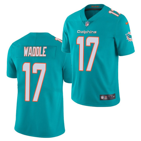 Men's Miami Dolphins #17 Jaylen Waddle NFL 2021 Aqua Vapor Untouchable Limited Stitched Jersey